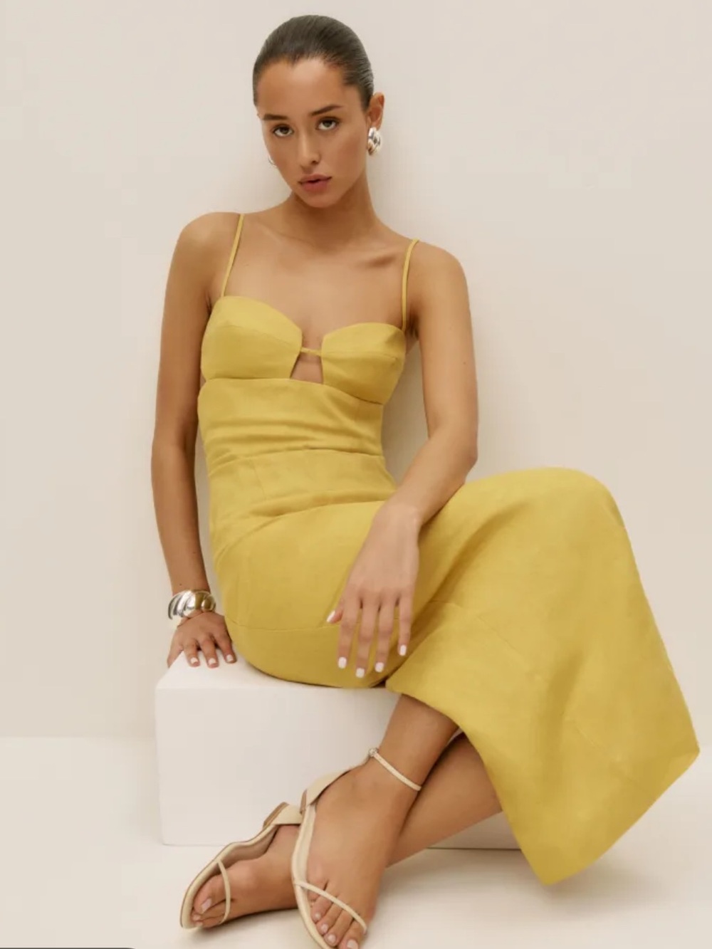 Reformation Yellow Midi Dress